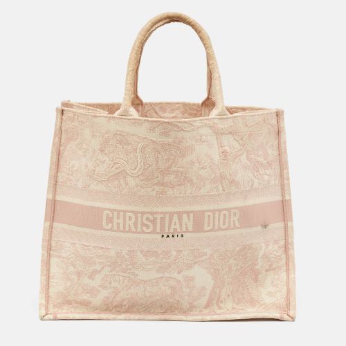 White Embroidered Canvas Large Toile de Jouy Book Tote - Dior - Modalova