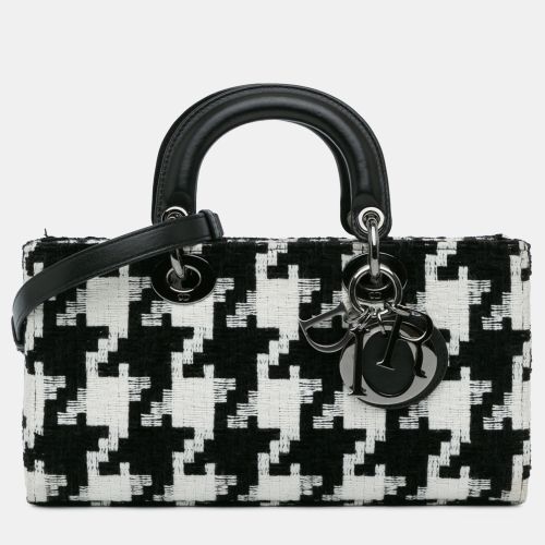 White Canvas Macro Houndstooth Medium Lady D Joy Bag - Dior - Modalova