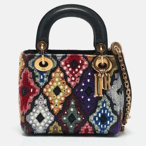 Leather Mini Embroidered Beads Lady Tote - Dior - Modalova
