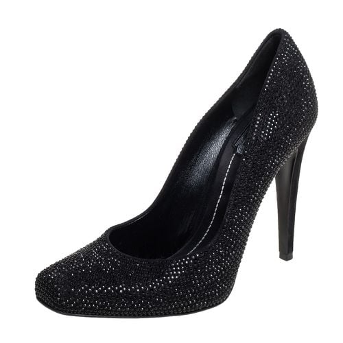 Crystal Embellished Suede Square Toe Pumps Size 40 - Dior - Modalova