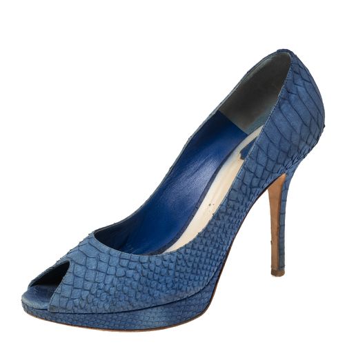 Python Embossed Leather Miss Peep-Toe Pumps Size 41 - Dior - Modalova