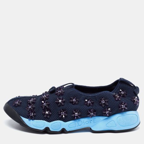 Navy Mesh Fusion Floral Embellished Slip On Sneakers Size 37 - Dior - Modalova