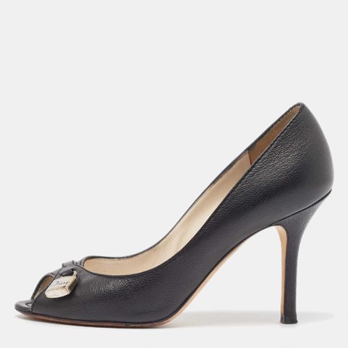 Leather Lock Detail Peep Toe Pumps Size 37 - Dior - Modalova