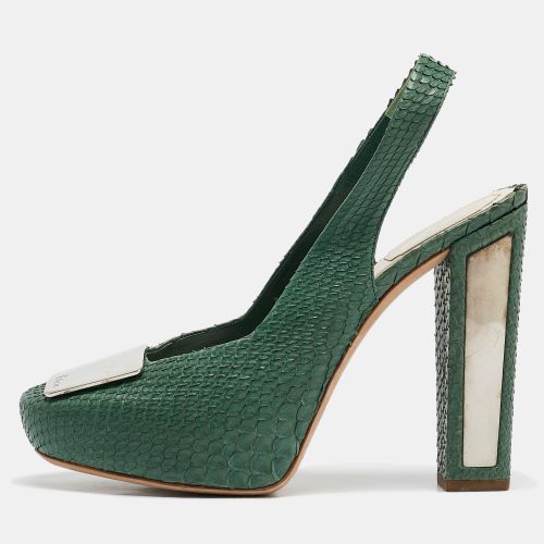 Python Embellished Platform Slingback Pumps Size 39 - Dior - Modalova