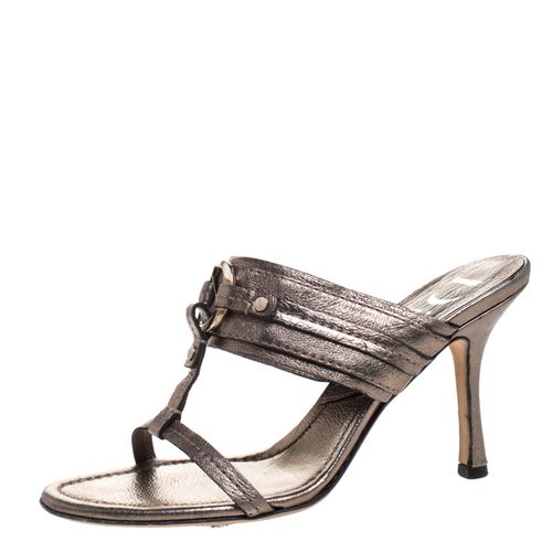 Leather T Strap Slide Sandals Size 37 - Dior - Modalova