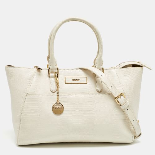 Off Lizard Embossed Leather Top Zip Tote - Dkny - Modalova