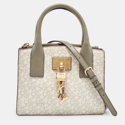 Beige Signature Coated Canvas and Leather Padlock Charm Tote - Dkny - Modalova