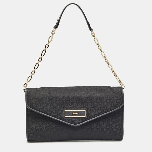 Monogram Canvas and Leather Envelope Flap Shoulder Bag - Dkny - Modalova