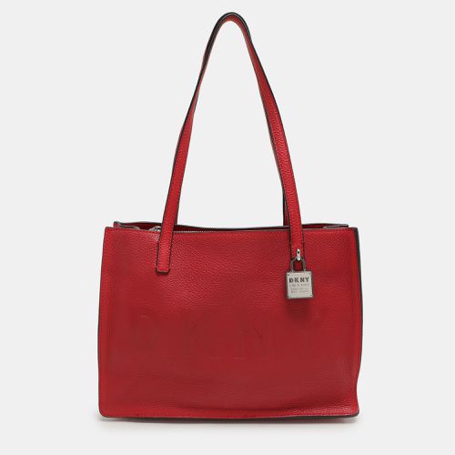 Dkny Red Leather Logo Embossed Tote - Dkny - Modalova