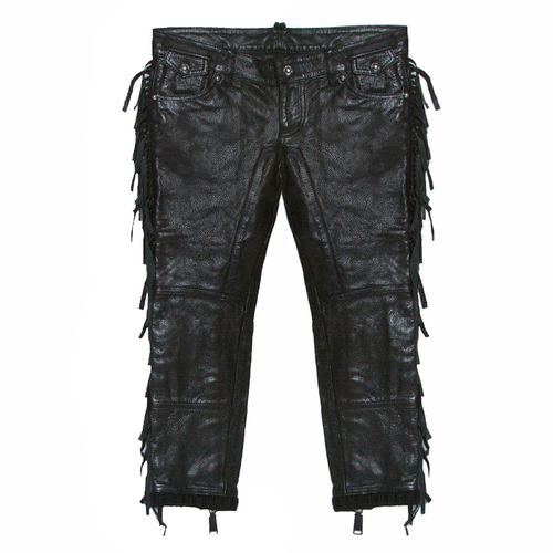 Leather Fringed Trim Detail Cropped Pants S - Dsquared2 - Modalova