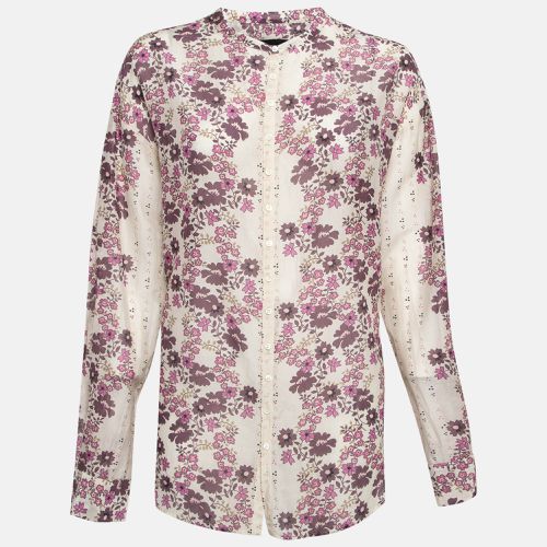 Cream Floral Print Cotton Blend Shirt XL - Dsquared2 - Modalova