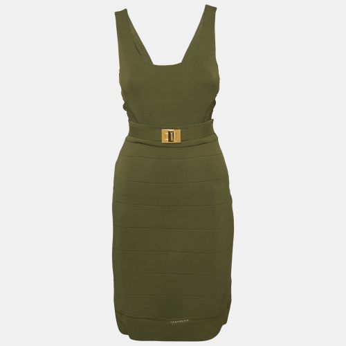 Olive Jersey Crochet Detail Sleeveless Short Dress M - Emilio Pucci - Modalova