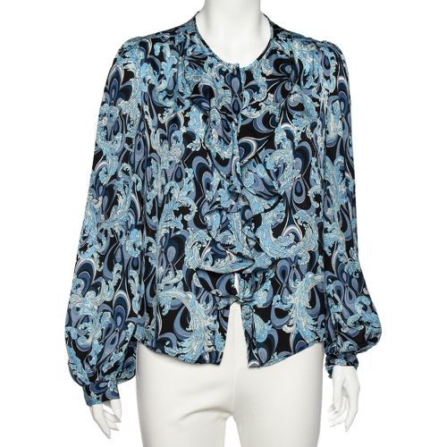 Printed Silk Ruffle Detail Button Front Top L - Emilio Pucci - Modalova