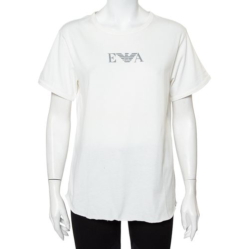 Cotton Logo Printed Crewneck T-Shirt L - Emporio Armani - Modalova