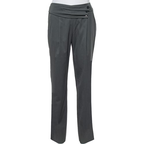 Wool Pleated Detail Trousers M - Emporio Armani - Modalova