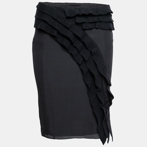 Silk & Wool Ruffle Trimmed Skirt S - Emporio Armani - Modalova