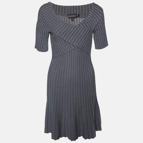 Charcoal Lurex Knit Crossover Detail Midi Dress S - Emporio Armani - Modalova