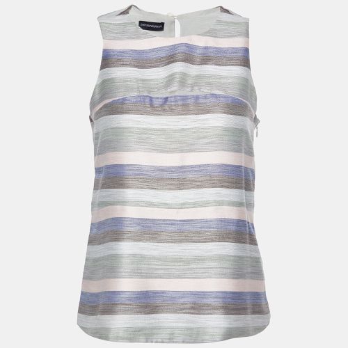 Striped Cotton & Silk Sleeveless Top S - Emporio Armani - Modalova