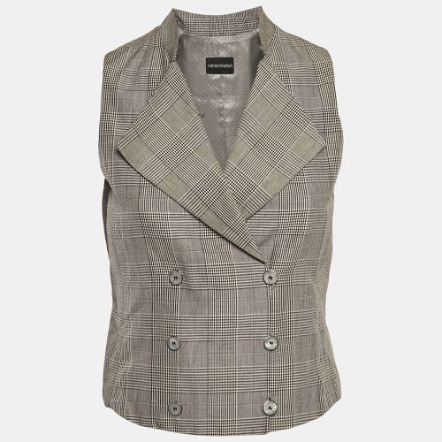 Checked Wool Blend Double Breasted Vest S - Emporio Armani - Modalova