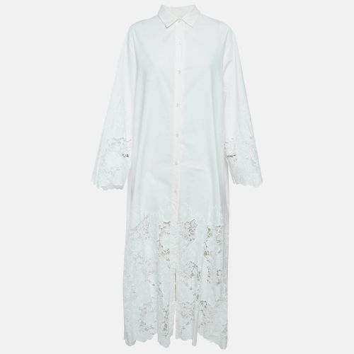 Floral Embroidered Cotton Long Kaftan Dress M - Elie Saab - Modalova