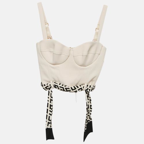 Logo-Print Foulard Crepe Bustier Top S - Elisabetta Franchi - Modalova