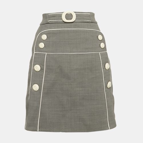 Wool Blend Button Detail Mini Skirt S - Elisabetta Franchi - Modalova