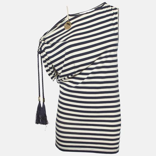 Jeans Marine Striped Jersey Asymmetric Top M - Elisabetta Franchi - Modalova