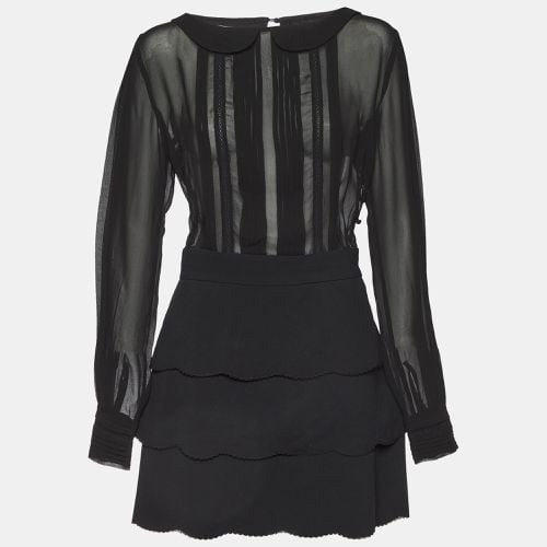 Crepe & Chiffon Tiered Long Sleeve Dress M - Elisabetta Franchi - Modalova