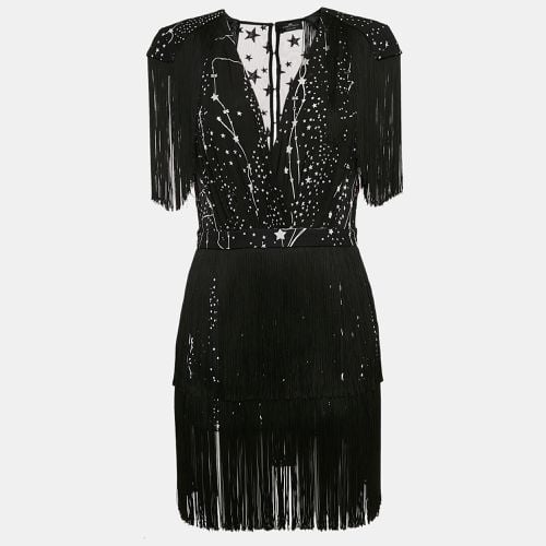 Star Print Crepe Fringed Mini Dress M - Elisabetta Franchi - Modalova