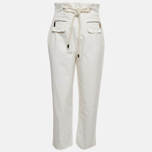 Cotton Gabardine Rope Detail Trousers M - Elisabetta Franchi - Modalova