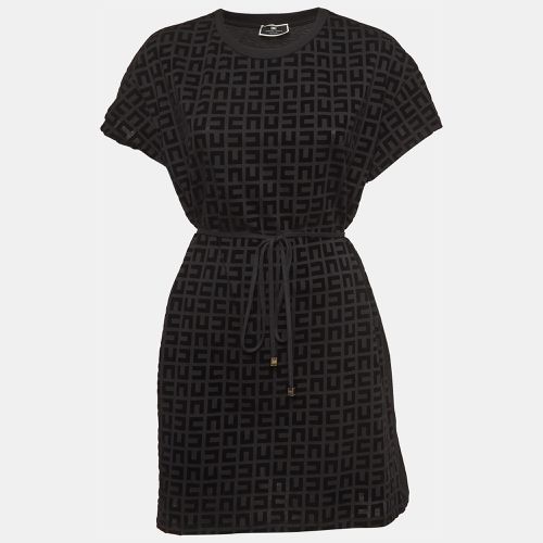 Monogram Patterned Cotton Knit Mini Dress M - Elisabetta Franchi - Modalova