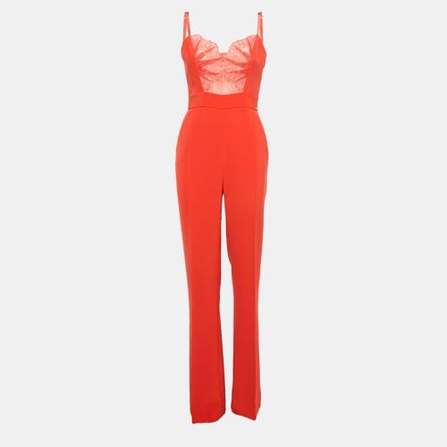 Crepe Lace Trimmed Jumpsuit XL - Elisabetta Franchi - Modalova