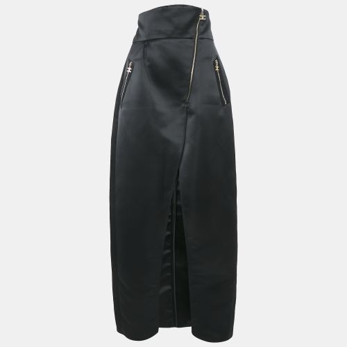 Satin Zip Detail Maxi Skirt M - Elisabetta Franchi - Modalova