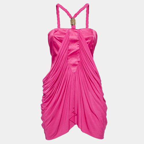 Fuchsia Stretch Crepe Metal Detail Gathered Top M - Elisabetta Franchi - Modalova