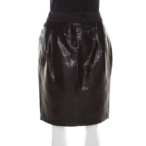 Metallic Satin Trim Tailored Skirt M - Escada - Modalova