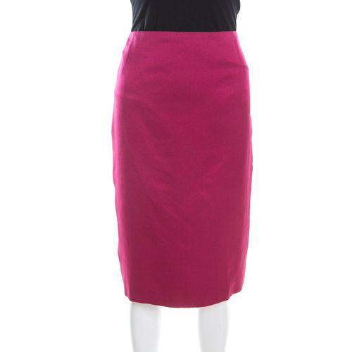 Silk Satin Slit Detail Pencil Skirt L - Escada - Modalova