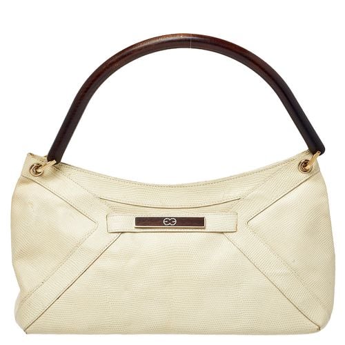 Lizard Embossed Leather Baguette Shoulder Bag - Escada - Modalova