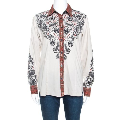 Printed Stretch Cotton Button Front Shirt L - Etro - Modalova