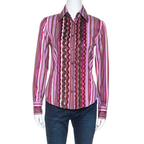 Multicolour Striped Cotton Ruffled Detail Shirt S - Etro - Modalova