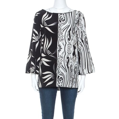 Monochrome Paisley and Leaf Print Silk Blouse M - Etro - Modalova