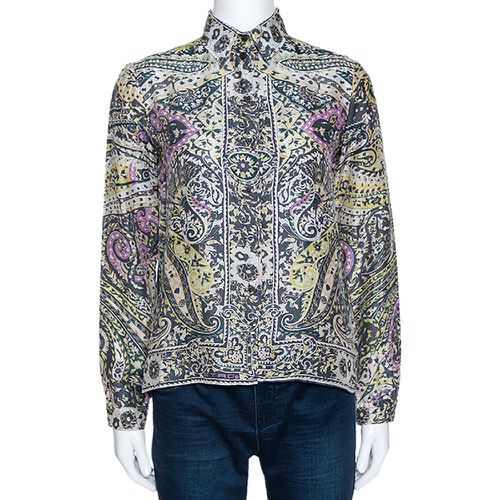 Floral Paisley Print Silk Long Sleeve Shirt M - Etro - Modalova