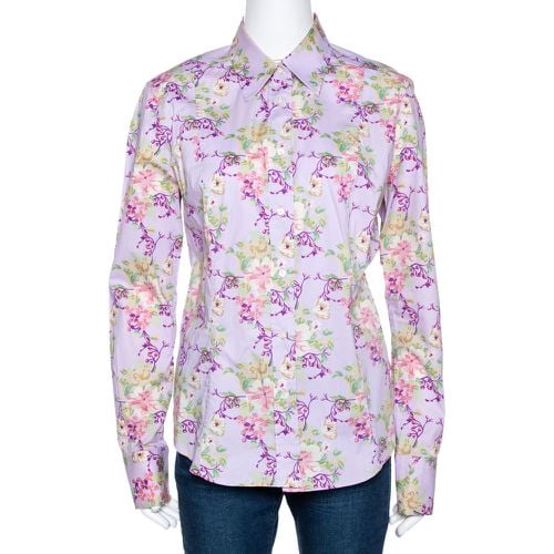 Mauve Floral Printed Cotton Button Front Fitted Shirt L - Etro - Modalova