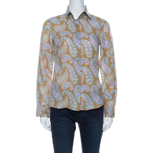 Paisley Print Linen Long Sleeve Button Front Shirt S - Etro - Modalova