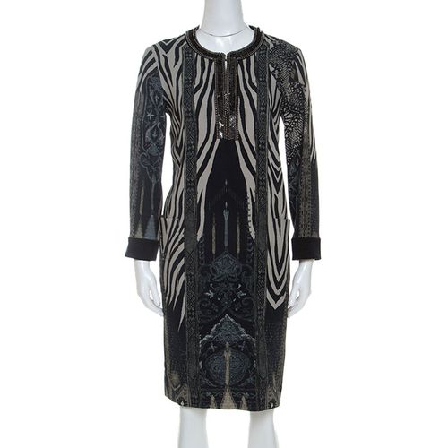 Grey Zebra Print Embellished Neckline Shift Dress M - Etro - Modalova