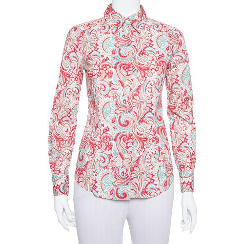 Paisley Printed Stretch Cotton Button Front Shirt S - Etro - Modalova