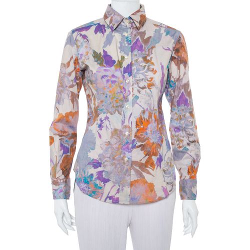 Abstract Floral Printed Cotton Button Front Fitted Shirt M - Etro - Modalova