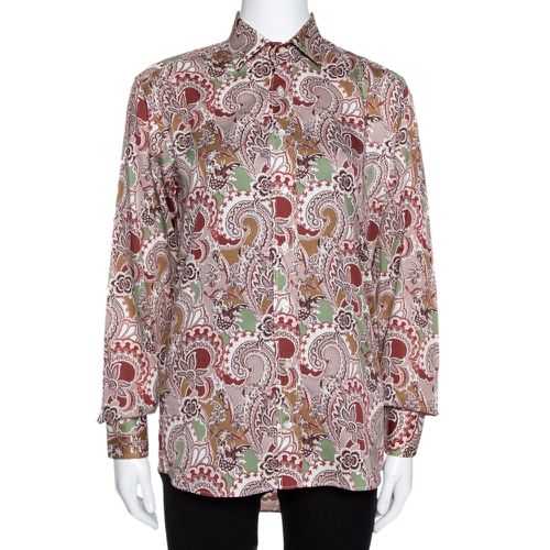 Taupe Floral Paisley Print Cotton Long Sleeve Shirt S - Etro - Modalova