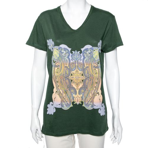 Paisley Printed Cotton Short Sleeve T-Shirt S - Etro - Modalova