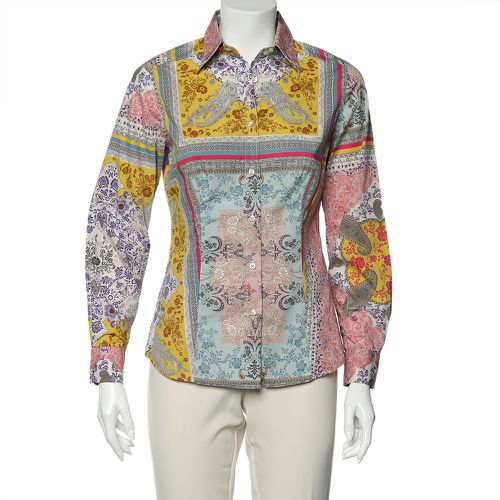 Floral Printed Cotton Button Front Shirt M - Etro - Modalova