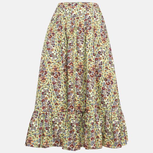 Floral Printed Cotton Flounce Midi Skirt S - Etro - Modalova